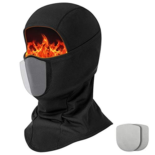 Balaclava Ski Mask for Men, Windproof Full Face Mask for Cold Weather Winter Skiing Snowboarding Motorcycling, with 2 Filters Black