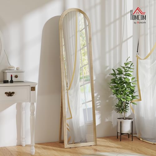 HOMCOM Espejo de Pie Cuerpo Entero 160x40 cm con Marco Efecto Piedra, Espejo de Pared Rectangular para Colgar con Soporte, 2 Formas de Uso, para Salón, Entrada y Dormitorio, Beige - imagen 2