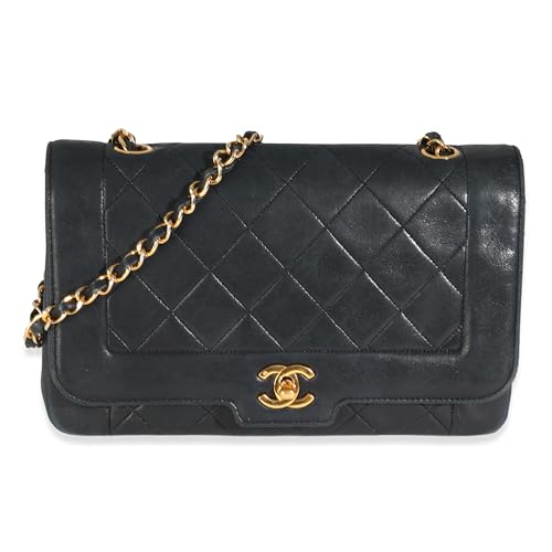 Chanel Vintage Black Quilted Lambskin Diana Flap Bag