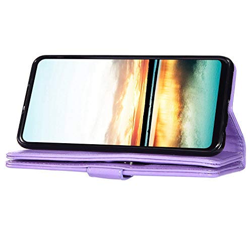 CTIUYA Cover Flip Case in Pelle per Samsung Galaxy A20E, Portafoglio con Porta Carte Magnetica, Antiurto Protettiva Completa a Libro, Giallo