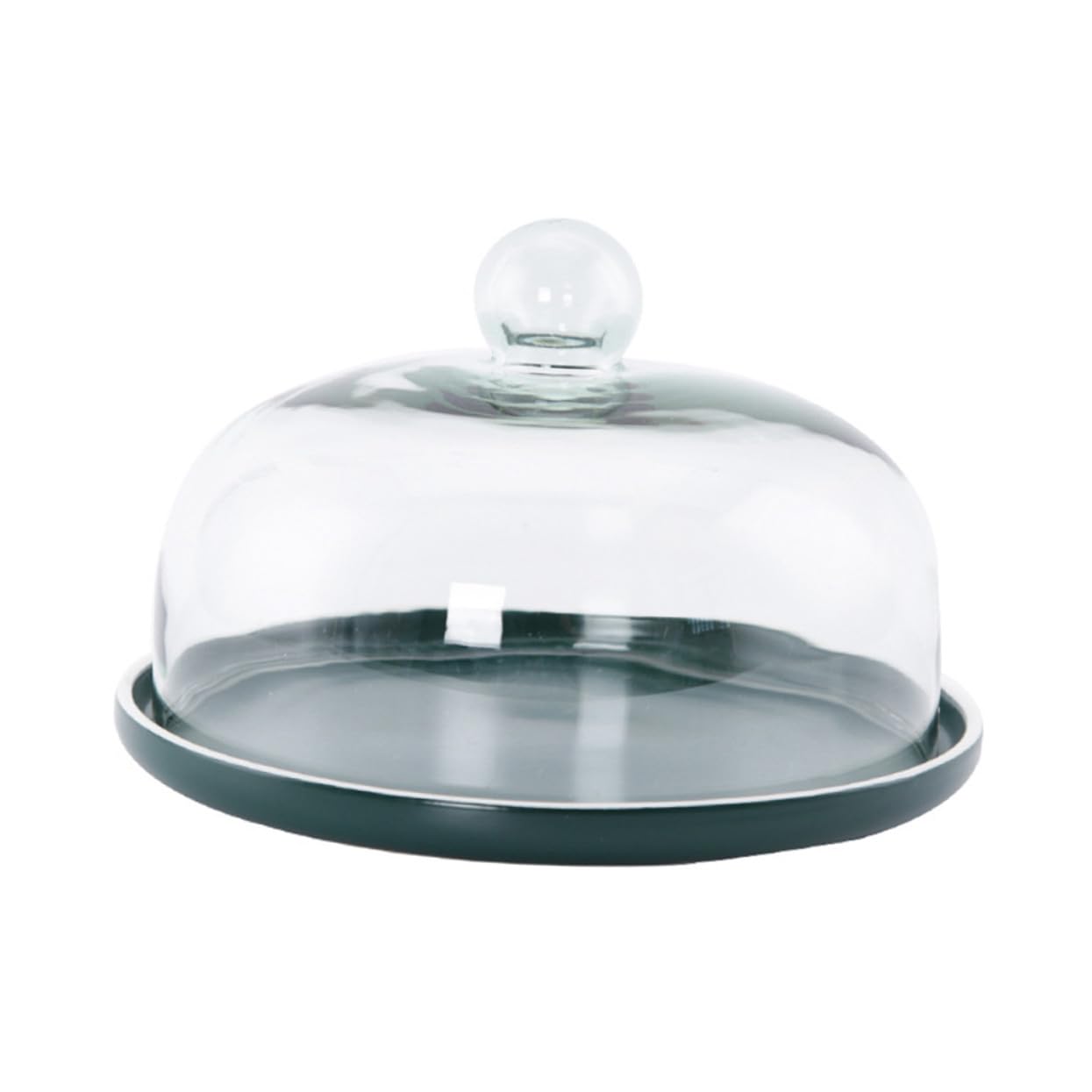 Plateau en céramique anti-poussière avec couvercle en verre vert pour conserver vos gâteaux
