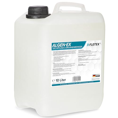 Flotex® Teichklar 10L I Hocheffektive Teichpflege & Brunnenreiniger I Algenvernichter für Teich und Brunnen I Teichklärer sorgt für klares Teichwasser und schont Fische und Pflanzen