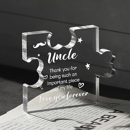 Funnli Uncle Gifts Acrylic Plaque with Sayings - Fathers Day Birthday Gifts For Uncle From Niece Nephew - 3.35 x 2.76 Inch Desk Decorations Card Gifts for Uncle
