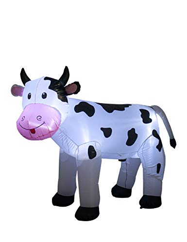 6FT Inflatable Cow Outdoor Decoration,Built-in LED Lights Indoor Outdoor Yard Lawn Ranch Blow Up Cute Animal Milk Cow,Christmas Holiday Display Spring Decorations for Garden Farm Themed Party