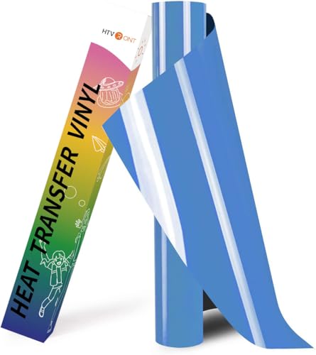 Image of HTVRONT HTV Vinyl Rolls Heat Transfer Vinyl - 12 inch x 8ft Sky Blue HTV Vinyl for Shirts, Iron on Vinyl for All Cutter Machine - Easy to Cut & Weed for Heat Transfer Design (Sky Blue)