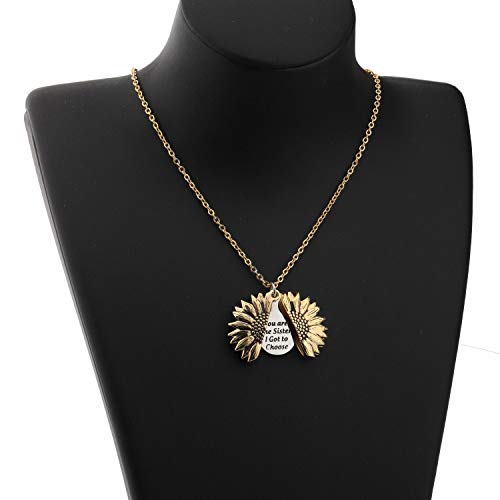 LQRI Sister Gift Best Friend Sunflower Necklace You Are The Sister I Got to Choose Sunflower Pendent2