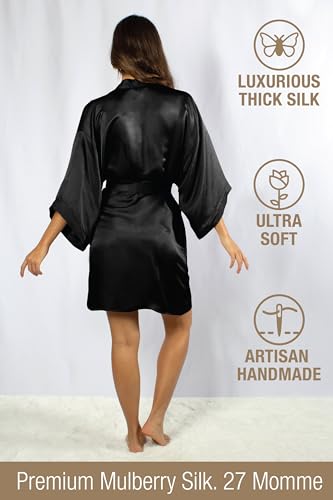 Luxury Artisan Silk Robes For Women, Washable Pure Mulberry Short Kimono3