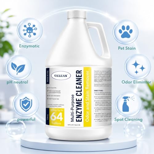 Enzymatic Cleaner Multi-Purpose Enzyme Cleaner for Dog Urine and Poop Carpet | Cat Pee Odor eliminator Pet Urine Enzyme Drain Cleaner | Floors, Carpets, Laundry, Bathrooms, Trash Can Deodorizer, 128oz by GELEAN - Used condition - Image 5