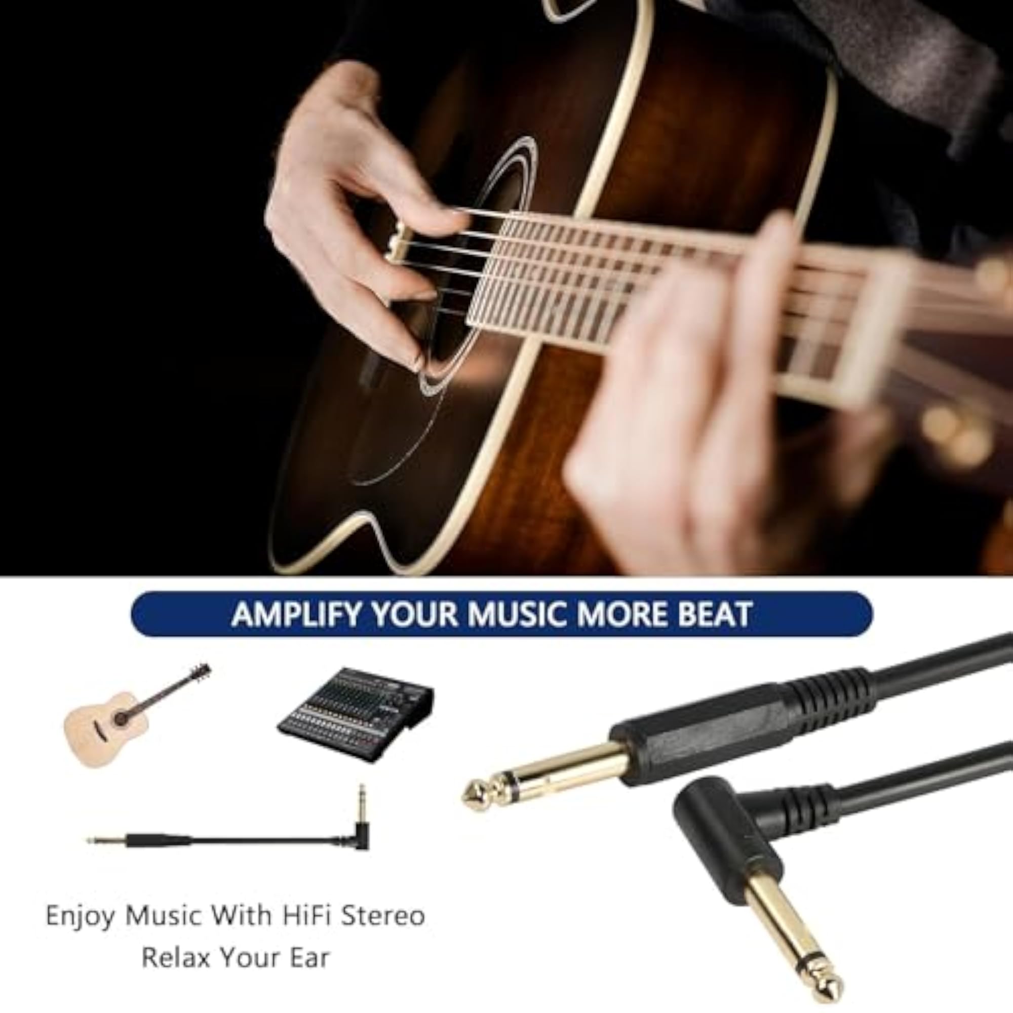 6.35mm 1/4 inch Male Mono TS Instrument Cable