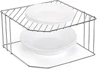 Suporte Organizador de Pratos de Canto, Aço Cromado, 2 Níveis, 31x22,5x14 cm, Prateleira Aramada para Armário de Cozinha