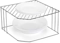 Suporte Organizador de Pratos de Canto, Aço Cromado, 2 Níveis, 31x22,5x14 cm, Prateleira Aramada para Armário de Cozinha