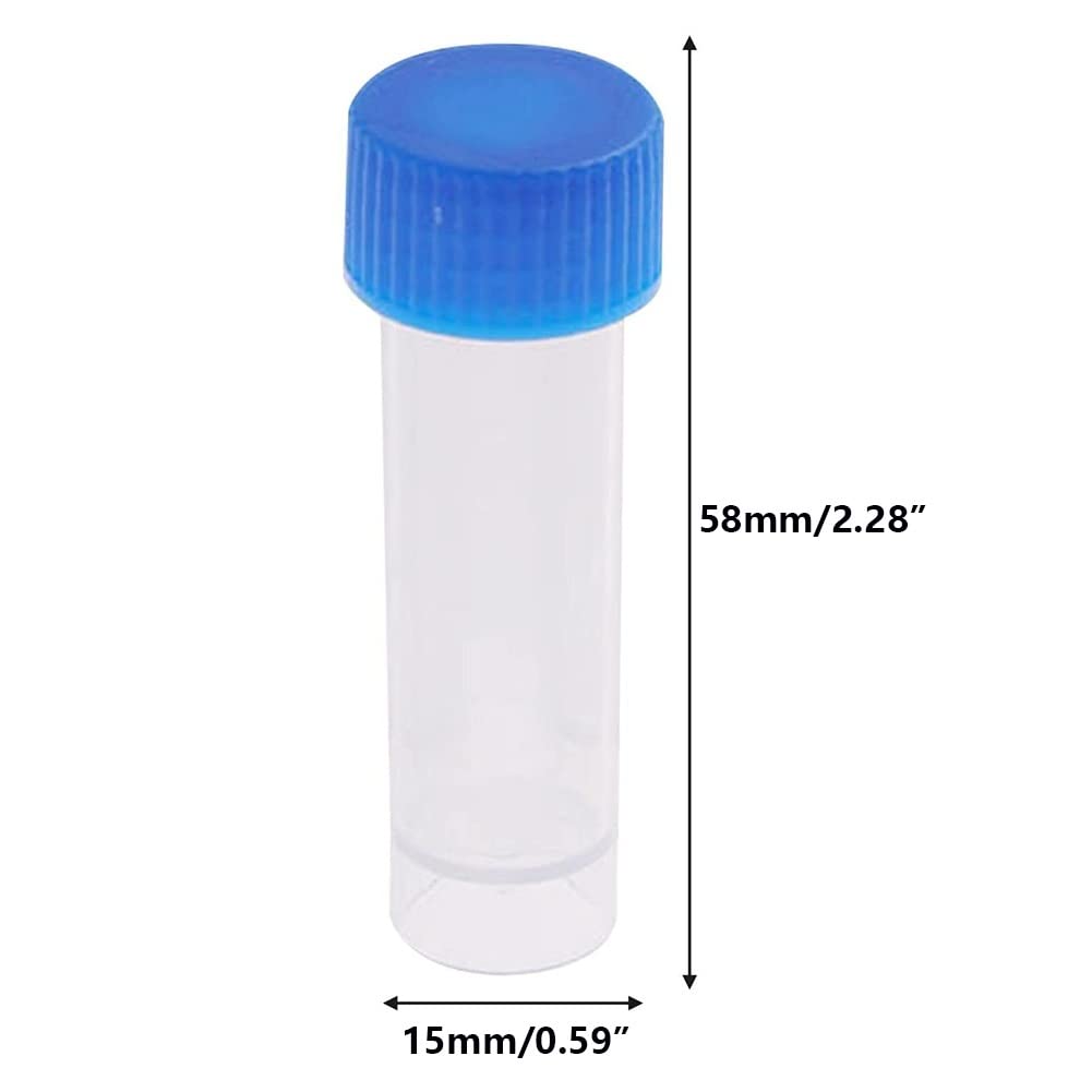 Chillers Provette in plastica Trasparente con Tappo a Vite Blu, 5ml provetta in plastica Trasparente provetta da centrifuga provetta provetta barattoli di spezie (Size : 300pc)