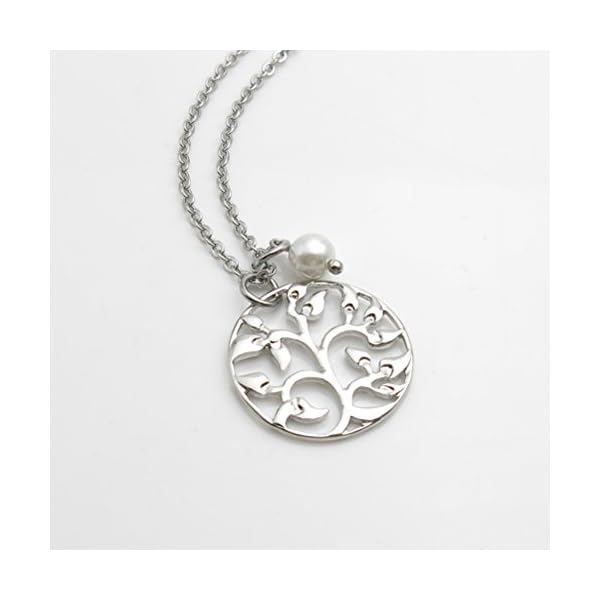 IDLAN-Wedding-Gifts-Wedding-Jewelry-Mother-of-The-Groom-Necklace-Family-Tree-Necklace IDLAN Wedding Gifts Wedding Jewelry Mother of The Groom Necklace Family Tree Necklace Mother's Day Gift(Silver)