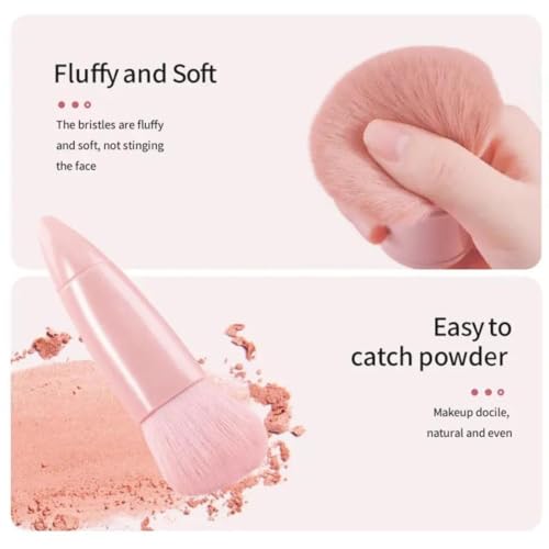 Image of UCRAVO 5-in-1 Small Mini Makeup Brush Kit with Mirror - Compact Travel Cosmetic Set for Face, Eyeshadow, Blush, Powder & Lip Application - Portable Makeup Brush Kit for Women, Teens & Beginners