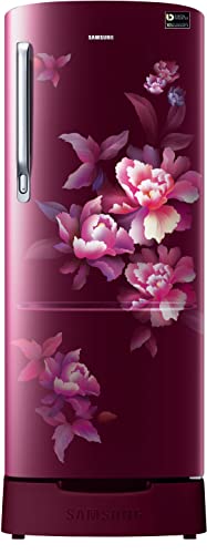 Image of Samsung 183 L, 4 Star, Digital Inverter, Direct-Cool Single Door Refrigerator (RR20C2824HN /NL, Himalaya poppy Red, Base Stand Drawer)