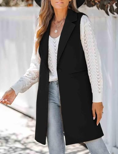 IDEALSANXUN Wool Long Vest for Women Sleeveless Blazer Jacket Fall Winter Trench Coat Waistcoat2