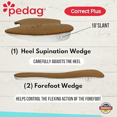 pedag Correct Plus | German Handmade 3/4 Length Wedge for Oversupinators | Vegetable Tanned Leather Top Rubber Orthotic Footbed | 1 Pair, Large (Size 8-10 Men)