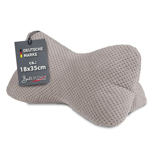 Bestlivings Leseknochen – Hueso cervical de 18 x 35 cm, cojín suave de lectura, certificado Oeko-Tex, forma ergonómica para soporte cervical o lumbar, cojín para viajes, color marrón