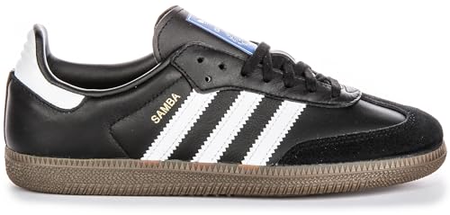 adidas Samba Og J 3-Stripes 60S Retro Contrast Youth Sneakers (Black White, US 3.5)2