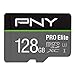Produktbild PNY PRO Elite 128GB microSDXC-Speicherkarte + SD-Adapter, 100MB/s Lesegeschwindigkeit, 90MB/s Schreibgeschwindigkeit, Klasse 10 UHS-I, U3, A1 App Performance, V30 für 4K-Video