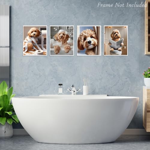 Dazzlewall 4pcs Funny Dog Bathroom Wall Art, Poodle with Toilet Paper Bathtub Dog Picture Print Quirky Animal Poster for Bathroom, 8x10 in Unframed - Cosy Home Interiors Dazzlewall 4pcs Funny Dog Bathroom Wall Art, Poodle with Toilet Paper Bathtub Dog Picture Print Quirky Animal Poster for Bathroom, 8x10 in Unframed - Image 2