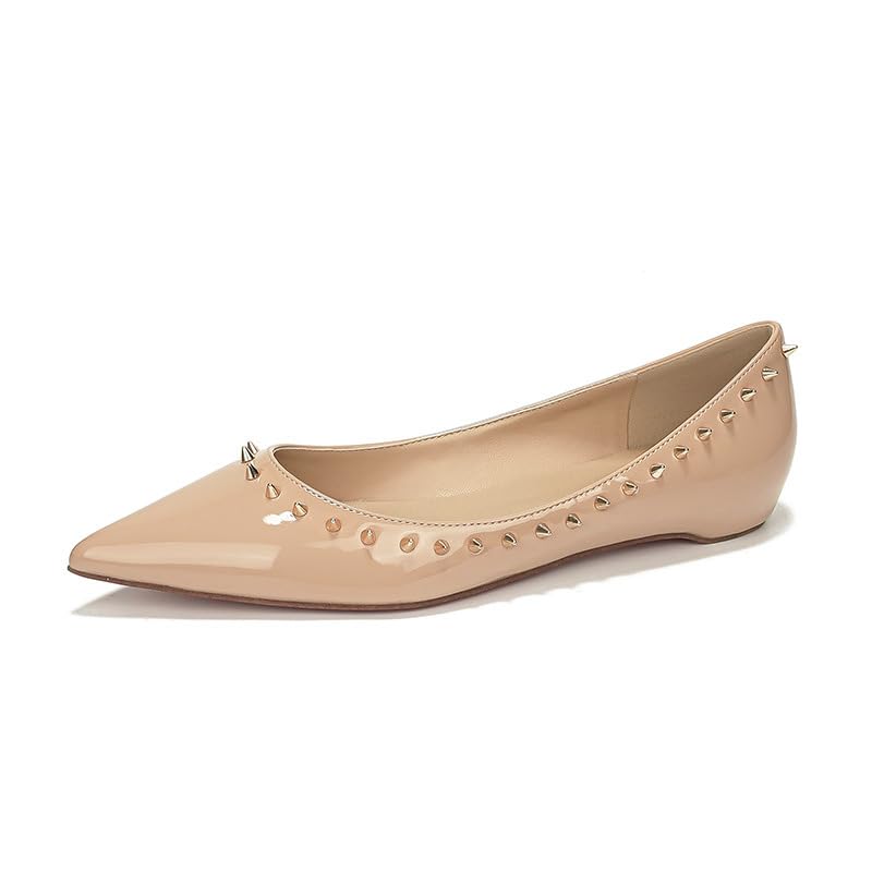 Studded Ballet Flats for Women Pointed Toe Rivet Flats Slip On Comfortable Dress Shoes Casual Formal Wedding Ballerina Shoes