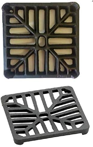 Silver Star 6 x 6 152mm x 152mm 9mm Thick Square Cast Iron Gully Grid/Grate Heavy Duty Drain Cover Black Satin Finish