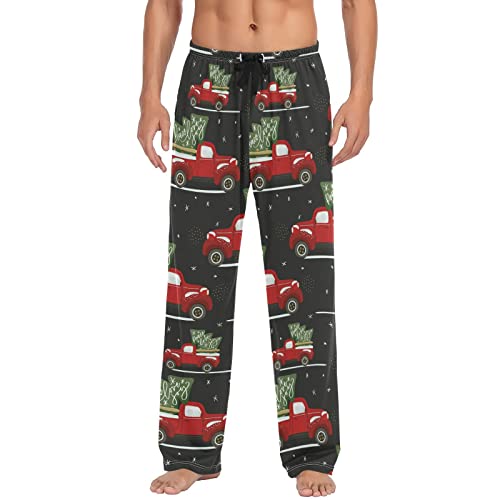 Christmas Red Truck Tree Gift Pajama Pants Winter Vintage Pickup CarLounge Sleepwear PJs Men's Pajama Bottoms Sleep Pants S