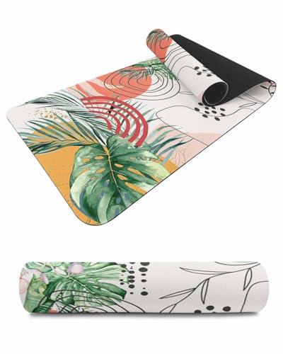 Debedcor Heat Proof Table Pads Waterproof Decorative, Palm Leaves Tropical Non-Slip Table Countertop Protector, Abstract Summer Nature Geometric Insulation Mat for Kitchen Room, 40 x 12 Inches