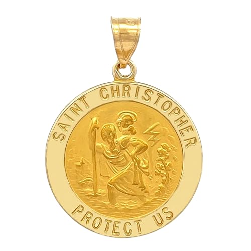 RP Real 14K Gold Pendant for Men or Women, Authentic Heirloom Quality 14K Yellow or White Gold St Christopher Medal, Handcrafted in the USA, Durable Anti-Tarnish Production2