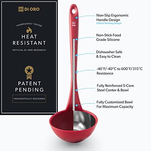 Di Oro Living DOL-SS-019 Di Oro Silicone Ladle – Soup Ladle For Cooking & Serving Heat-Resistant - Large Kitchen Soup Ladle Nonstick Cookware Safe thumb #1