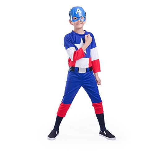 Image of FancyDressWale Cotton Blend American Soldier Costume + Shield,Multicolor