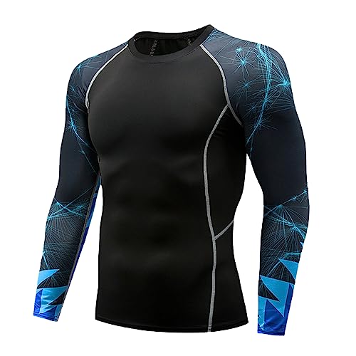 Xingfenly Men's Sports Fitness Motorcycle Tights Long Sleeve Breathable Quick Dry Basketball Training Clothes Shirt s19 XS