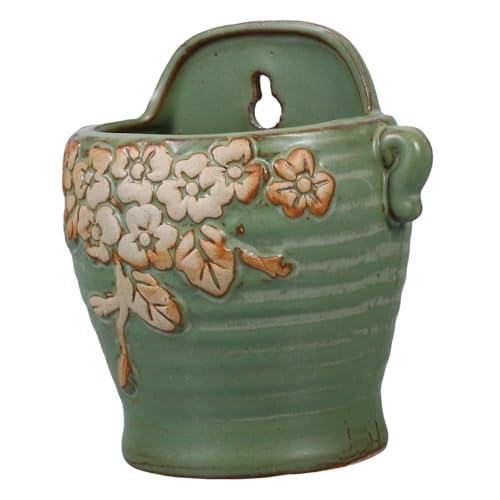 CIMAXIC Vintage Style Ceramic Wall Hanging Planter Retro Decorative Flower Pot for Indoor Wall Mount Plant Holder Succulent Cactus Pot