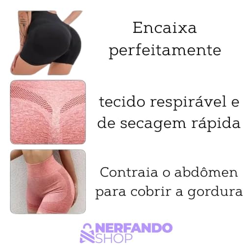 Short de Academia Levanta Bumbum Empina Sem Costura Corrida Treino Cintura Modelador Ajustada 4 Cor