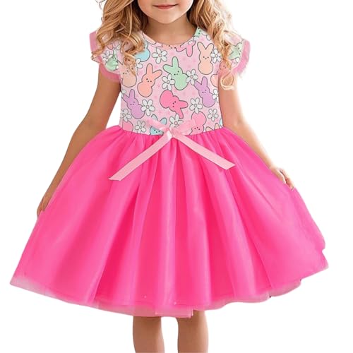 Girl Easter Dress Toddlers Bunny Floral Tutu Tulle Dresses Little Girl Short Sleeve Summer Sundress 2-8T