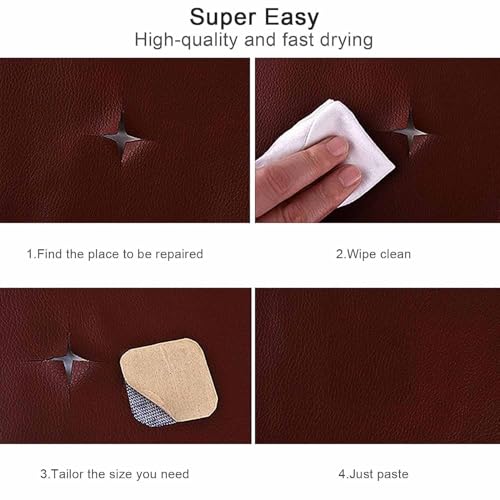 Image of Leather Repair Tape, Self-Adhesive Leather Repair Patch for Couch Furniture Sofas Car Seats, Advanced PU Vinyl Leather Repair Kit (Brown - 1Pcs)