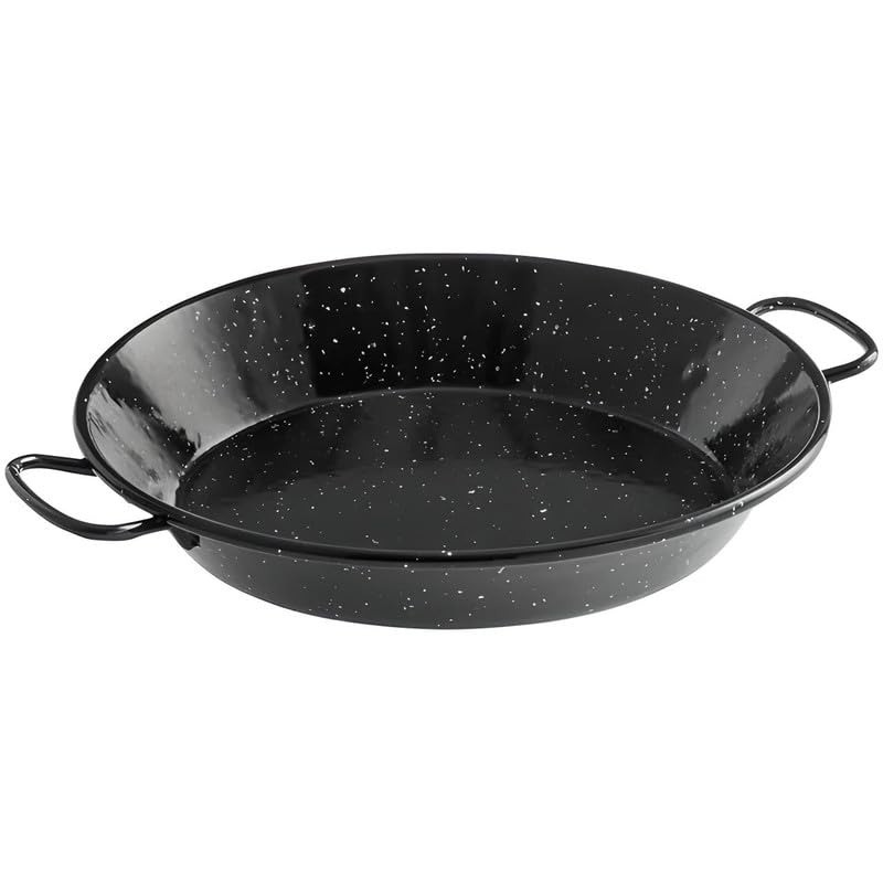 OCS Parts Pro Chef Series 8-Inch Enameled Carbon Steel Paella Pan | Heavy Duty Paella Skillet for Home and Commercial Kitchens