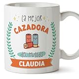 MUGFFINS Tazas Personalizadas para CAZADORA mujer - En Español - Mejor del mundo - Con dibujo - 11 oz / 330 ml - Regalo Personalizable original y divertido