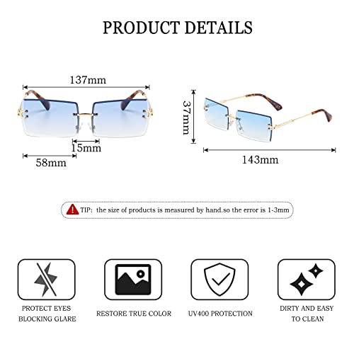Image of Stylish Small Rectangle Sunglasses Women Men Tinted Frameless Eyewear Ultralight Candy Color Ocean Sun Glasses Shades NP1034