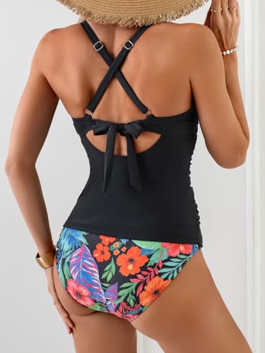 Image of B2prity Women's Tankini Swimsuits Tummy Control Ruched V Neck Bathing Suit