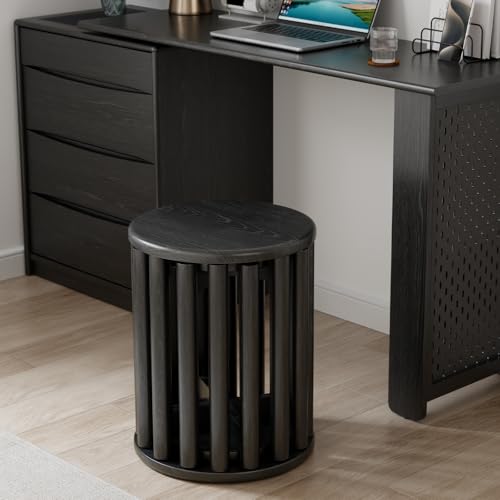 Image of Bar Stools Set of 4, Stackable Stools,Wood Stool,18 Inch Stool,Stacking Stools,Nesting Stool,Classroom Stools,Sturdy and Durable,No Installation Required,Top Stackable Round Stools (Black)
