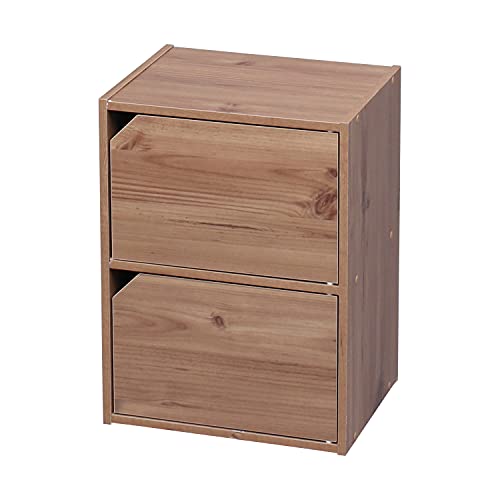 Iris Ohyama, Coqueta/Mueble con Puertas/Mueble con baldas/Librería/Mueble con 2 Puertas, Modular, Diseño, Oficina, Casa - Module Shelf - MDB-2D - Marrón Claro
