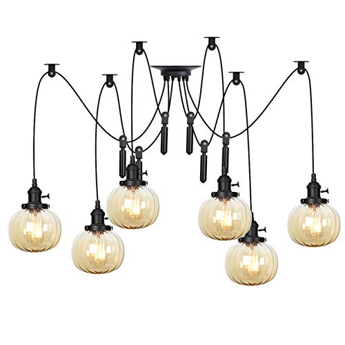 Lampes suspendues araignée HNVBDOPAE, plafonnier réglable vintage en métal à 6 lumières