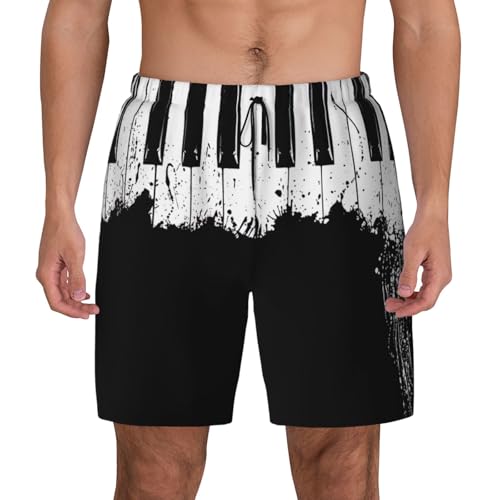 Piano Print Stylish Men Shorts Quick-Dry Swim Trunks Beach Vacation Surfing Daily Casual Wear