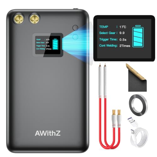 Battery Spot Welder, AWithZ 1.5' LCD Screen Recyclable 11000mAh Spot Welder, 99 Gears Adjustable Battery Welder, Mini Spot Welder for 18650 Battery (11000mAh)