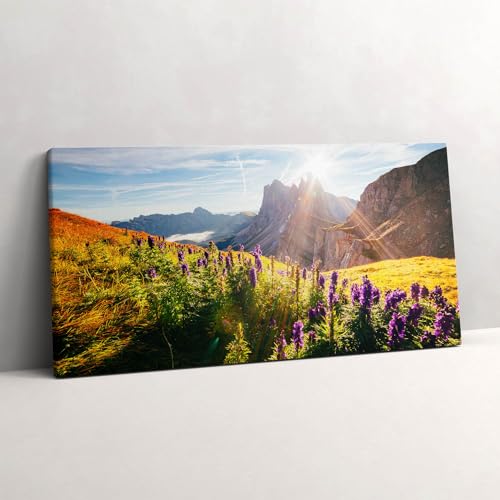 Tableau photo sur toile prairie de lavande 140x70cm décoration murale moderne