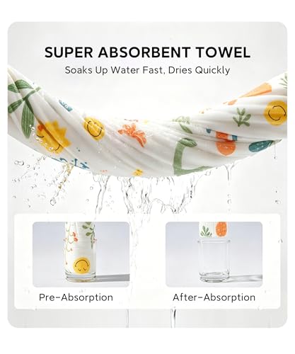 Image of SMILEYWORLD Kids Hooded Beach Towels, 45 inch x 45 inch Large Oversized Bath Towels, 100% Cotton Toddlers Swimming Pool Towels, Absorbent Six-Layer Gauze Quick Dry Wrap for Boys Girls (Garden Pattern)