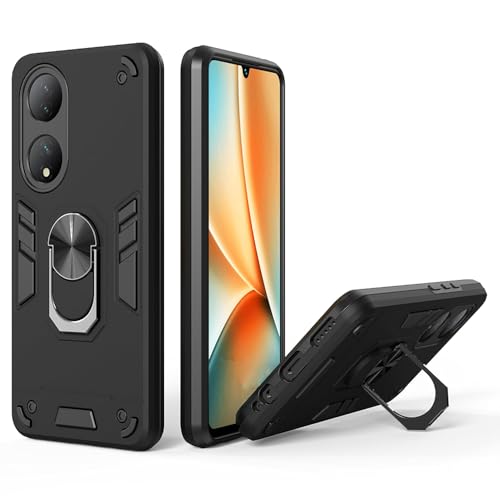 Image of Armor Vivo T2 5G / Y100 5G Defender Case | Rotating Ring Holder & Kickstand in-Built | Military Grade Armor | 360 Degree Protection Back Cover for Vivo T2 5G / Y100 5G (Black)