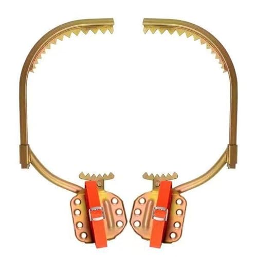 Pole Climbing Spikes,Electrician Wooden Pole Foot Buckle,Upgraded Tree Climbing Gear,Pole Climbing Shoes,Professional Non-Slip Tree Climbing Spikes for Electrician Pole Smooth Pole(Model 450, Gold)